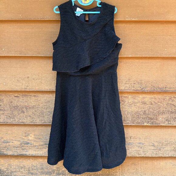 Special Editions Black Sparkly Girls Sleeveless Dress Size 12 With Layered Ruffl - Picture 1 of 8